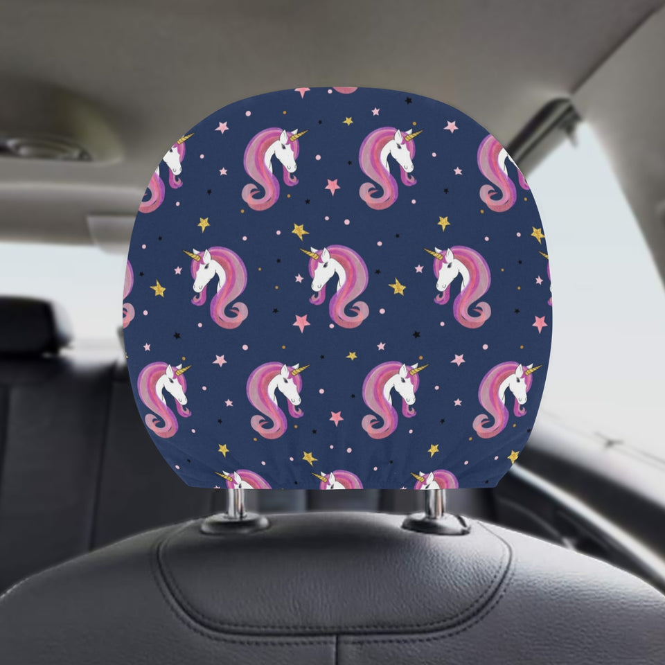 Unicorn Head Pattern Car Headrest Cover