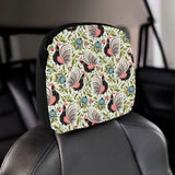 Rooster Chicken Leaves Pattern Car Headrest Cover