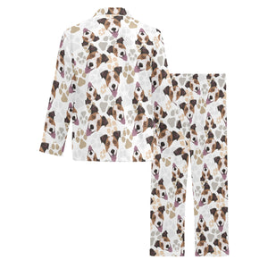 Jack Russel Pattern Print Design 05 Men's Long Pajama Set