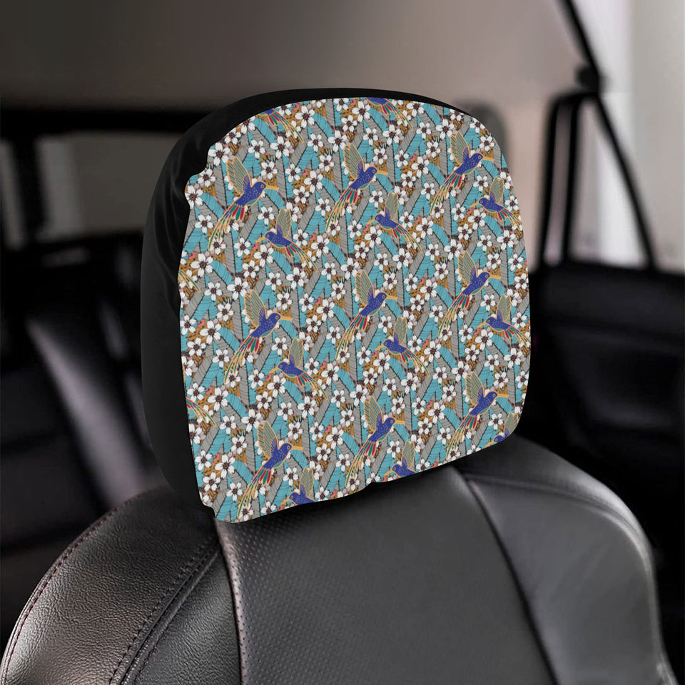 Hummingbird Pattern Print Design 02 Car Headrest Cover