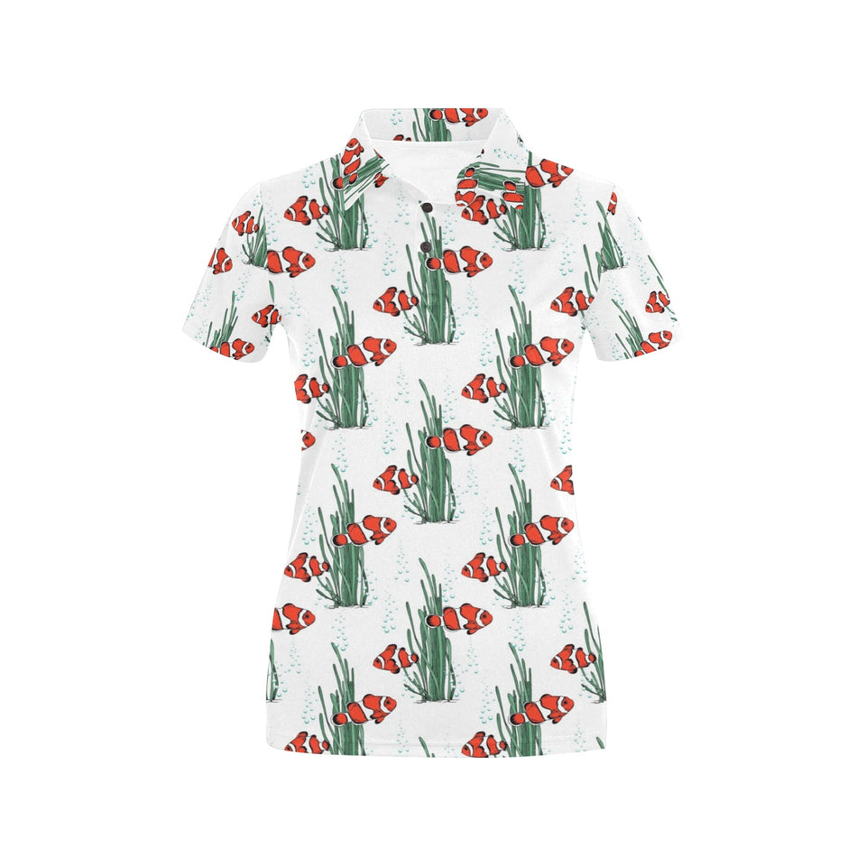 Clown Fish Pattern Print Design 03 Women's All Over Print Polo Shirt