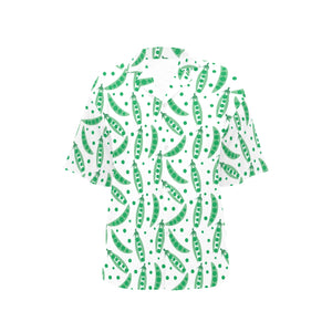 Green Peas Pattern Print Design 01 Women's All Over Print Hawaiian Shirt