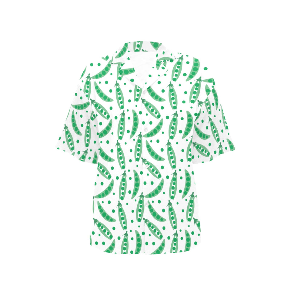 Green Peas Pattern Print Design 01 Women's All Over Print Hawaiian Shirt