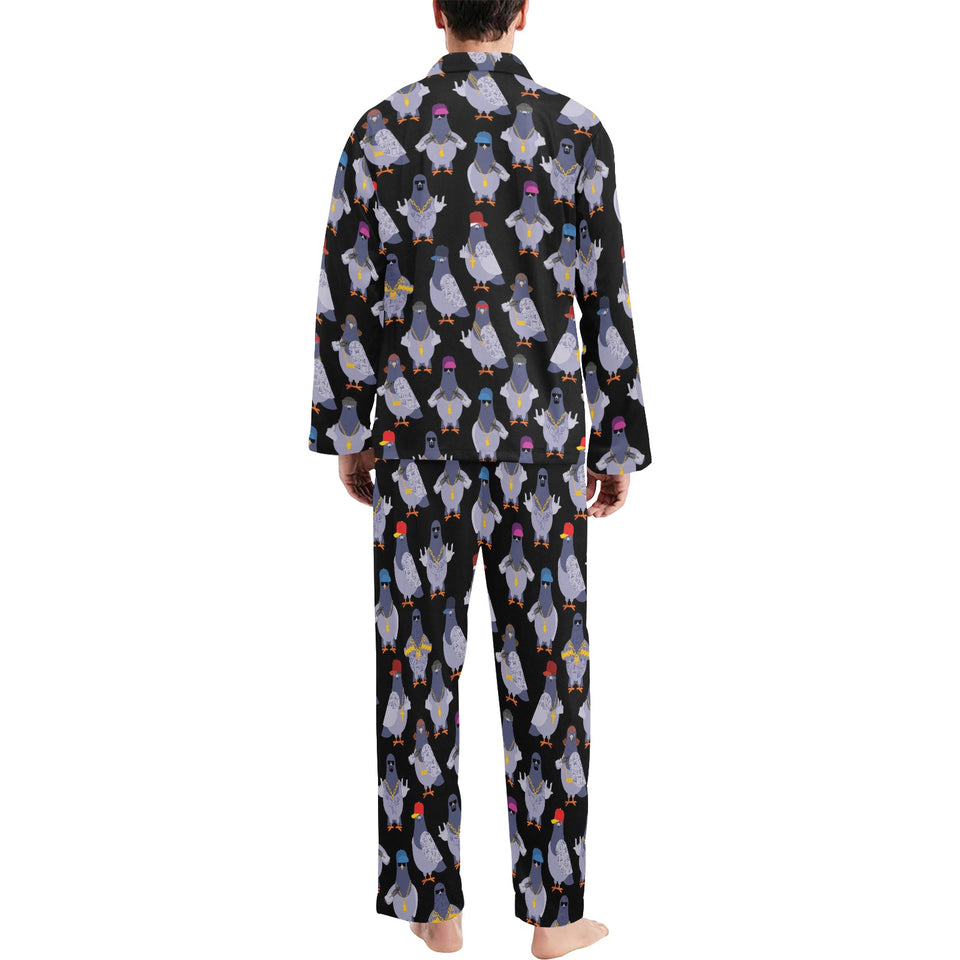 Pigeon Pattern Print Design 04 Men's Long Pajama Set