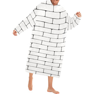 Brick Printed Pattern Print Design 02 Blanket Robe with Sleeves