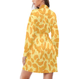 Potato Chips Pattern Print Design 04 Women's Long Sleeve Belted Night Robe