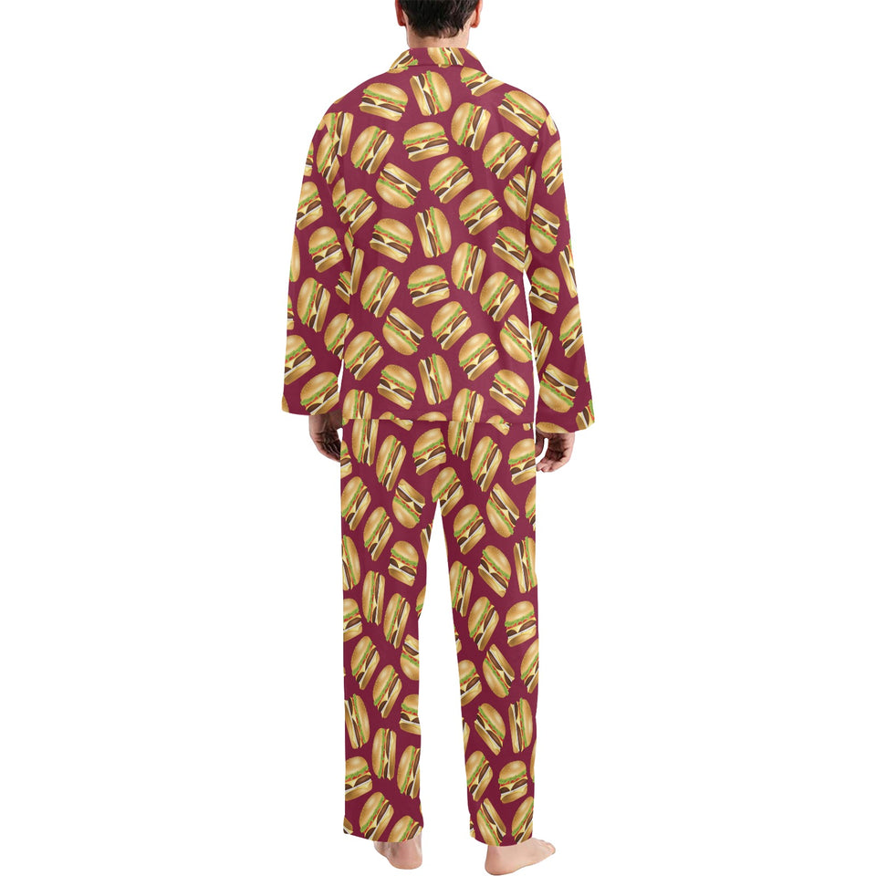 Hamburger Pattern Print Design 01 Men's Long Pajama Set