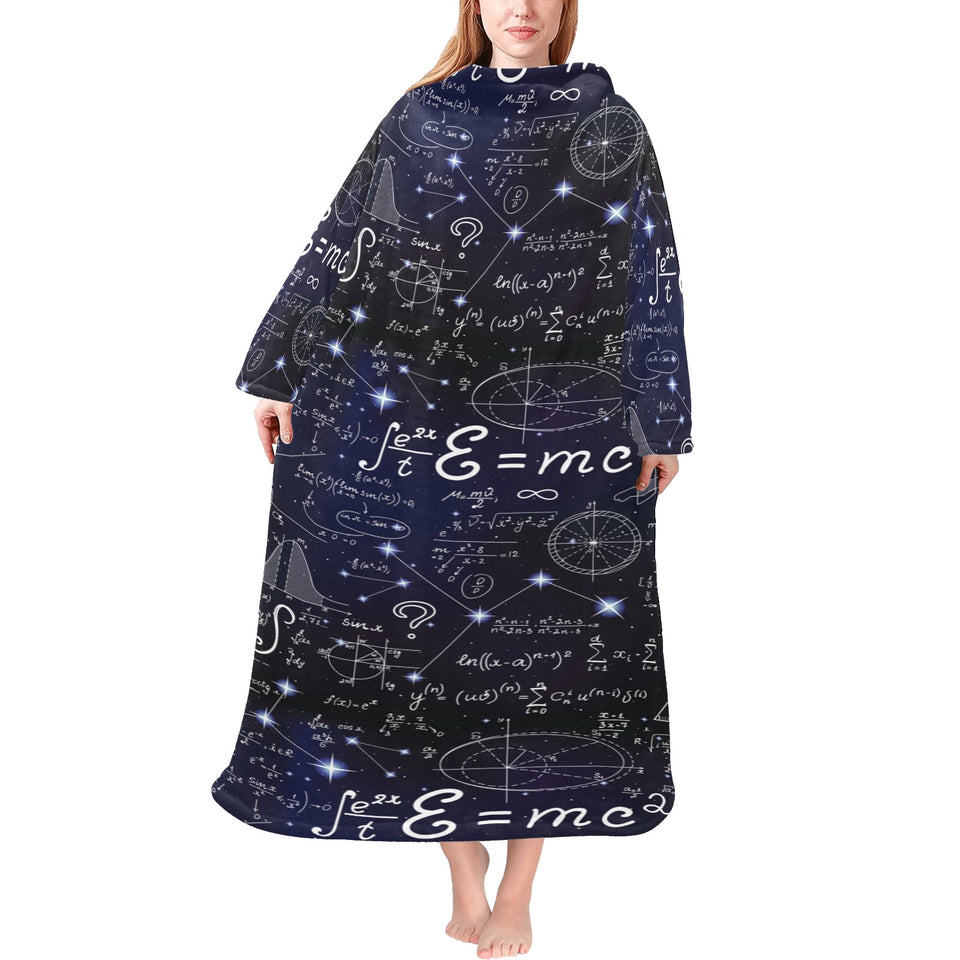 Math Pattern Print Design 02 Blanket Robe with Sleeves