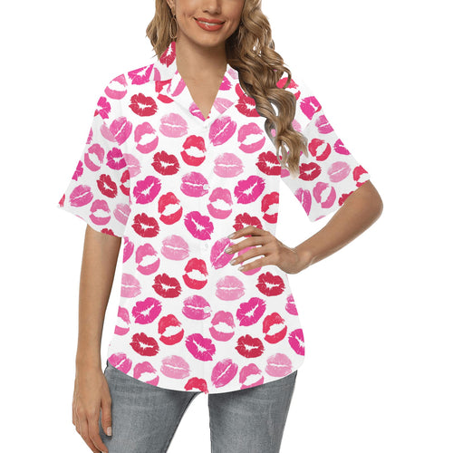 Lips Pattern Print Design 05 Women's All Over Print Hawaiian Shirt