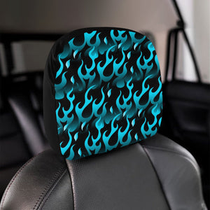 Blue Flame Fire Pattern Background Car Headrest Cover