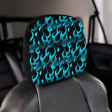 Blue Flame Fire Pattern Background Car Headrest Cover