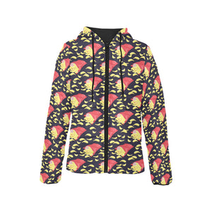 Potato Chips Pattern Print Design 05 Women's Padded Hooded Jacket