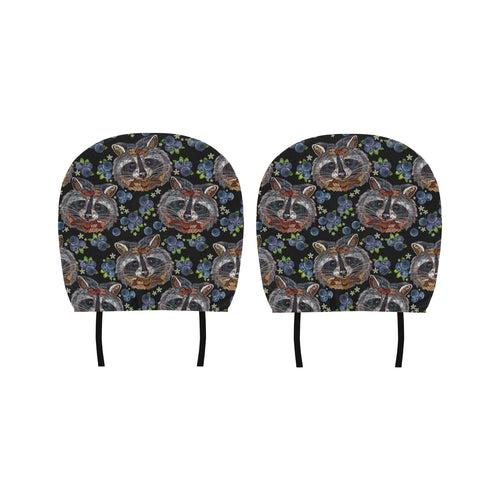 Raccoon Blueburry Pattern Car Headrest Cover