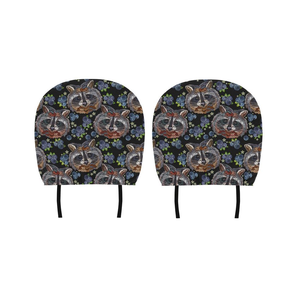 Raccoon Blueburry Pattern Car Headrest Cover