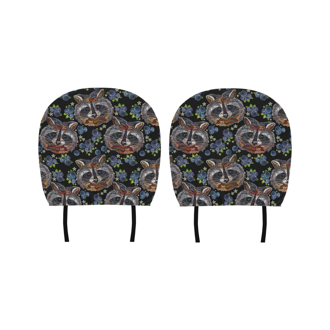 Raccoon Blueburry Pattern Car Headrest Cover