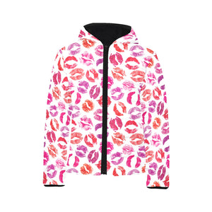 Lips Pattern Print Design 04 Kids' Boys' Girls' Padded Hooded Jacket