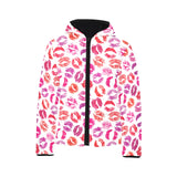 Lips Pattern Print Design 04 Kids' Boys' Girls' Padded Hooded Jacket