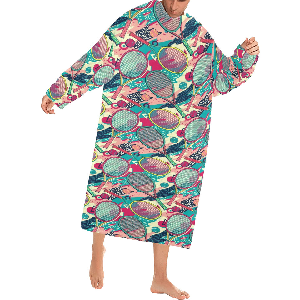 Tennis Pattern Print Design 01 Blanket Robe with Sleeves