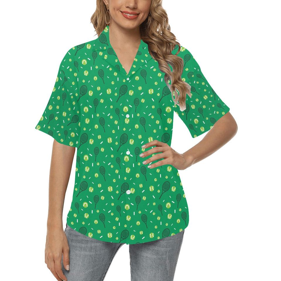 Tennis Pattern Print Design 03 Women's All Over Print Hawaiian Shirt