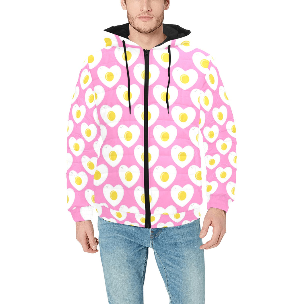 Fried Eggs Pattern Print Design 02 Men's Padded Hooded Jacket(ModelH42)