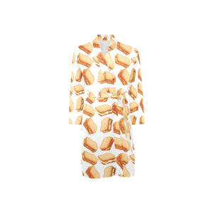 Sandwich Pattern Print Design 01 Men's Long Sleeve Belted Night Robe