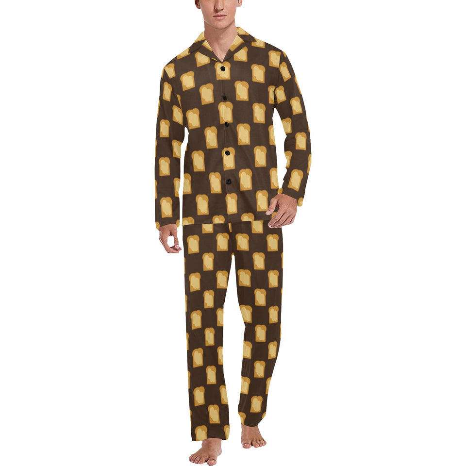 Bread Toast Pattern Print Design 01 Men's Long Pajama Set