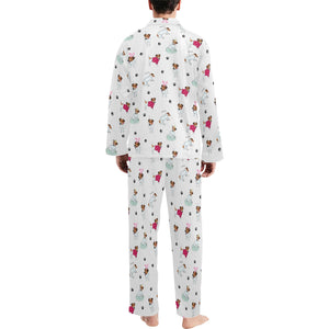 Jack Russel Pattern Print Design 03 Men's Long Pajama Set