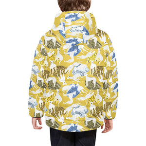 Greyhound Pattern Print Design 02 Kids' Boys' Girls' Padded Hooded Jacket