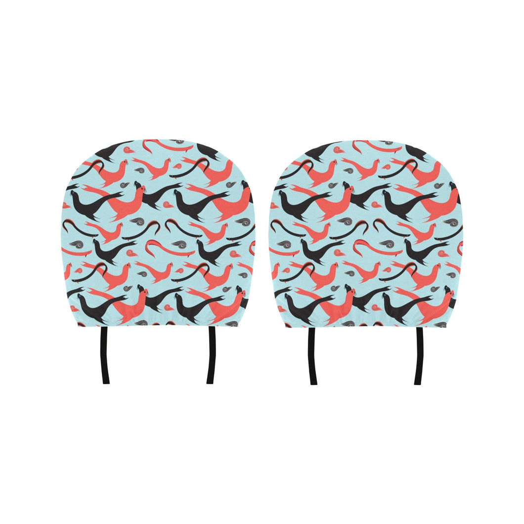 Sea Lion Pattern Theme Car Headrest Cover