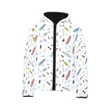 Surfboard Pattern Print Design 01 Kids' Boys' Girls' Padded Hooded Jacket