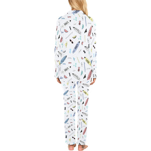 Surfboard Pattern Print Design 01 Women's Long Pajama Set