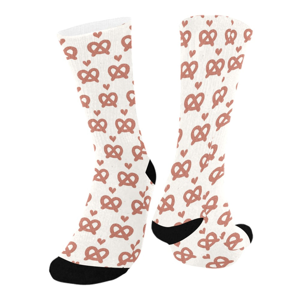 Pretzels Pattern Print Design 01 Crew Socks