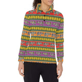 Rhino African Afro Dashiki Adinkra Kente Pattern E Women's Long Sleeve Polo Shirt