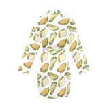 Sandwich Pattern Print Design 05 Women's Long Sleeve Belted Night Robe