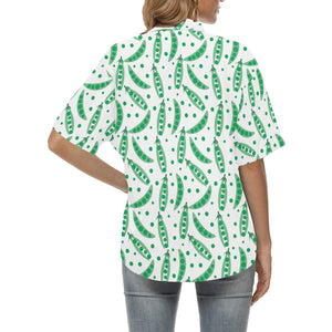 Green Peas Pattern Print Design 01 Women's All Over Print Hawaiian Shirt