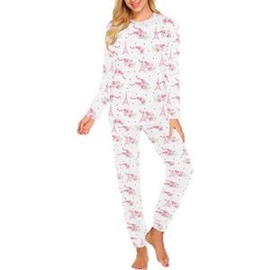 Eiffel Tower Pink Theme Pattern Print Design 05 Women's All Over Print Pajama Set