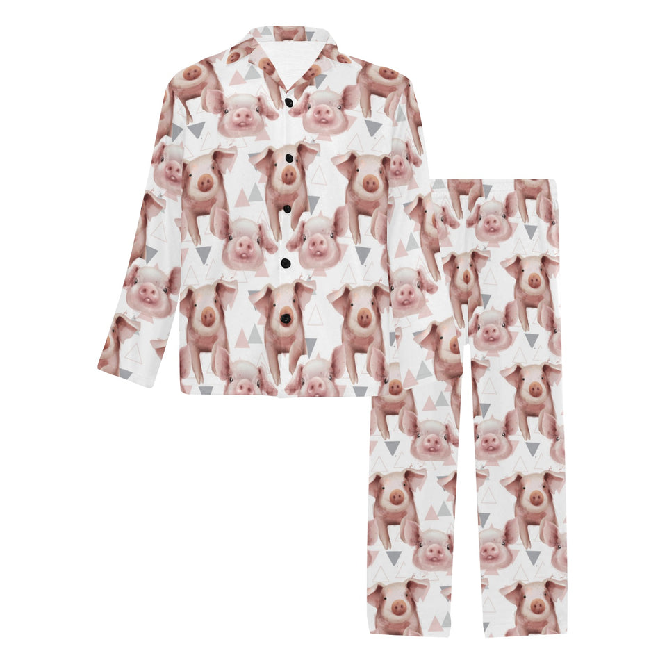 Pig Pattern Print Design 04 Men's Long Pajama Set