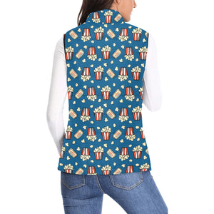 Popcorn Pattern Print Design 03 Women's Padded Vest