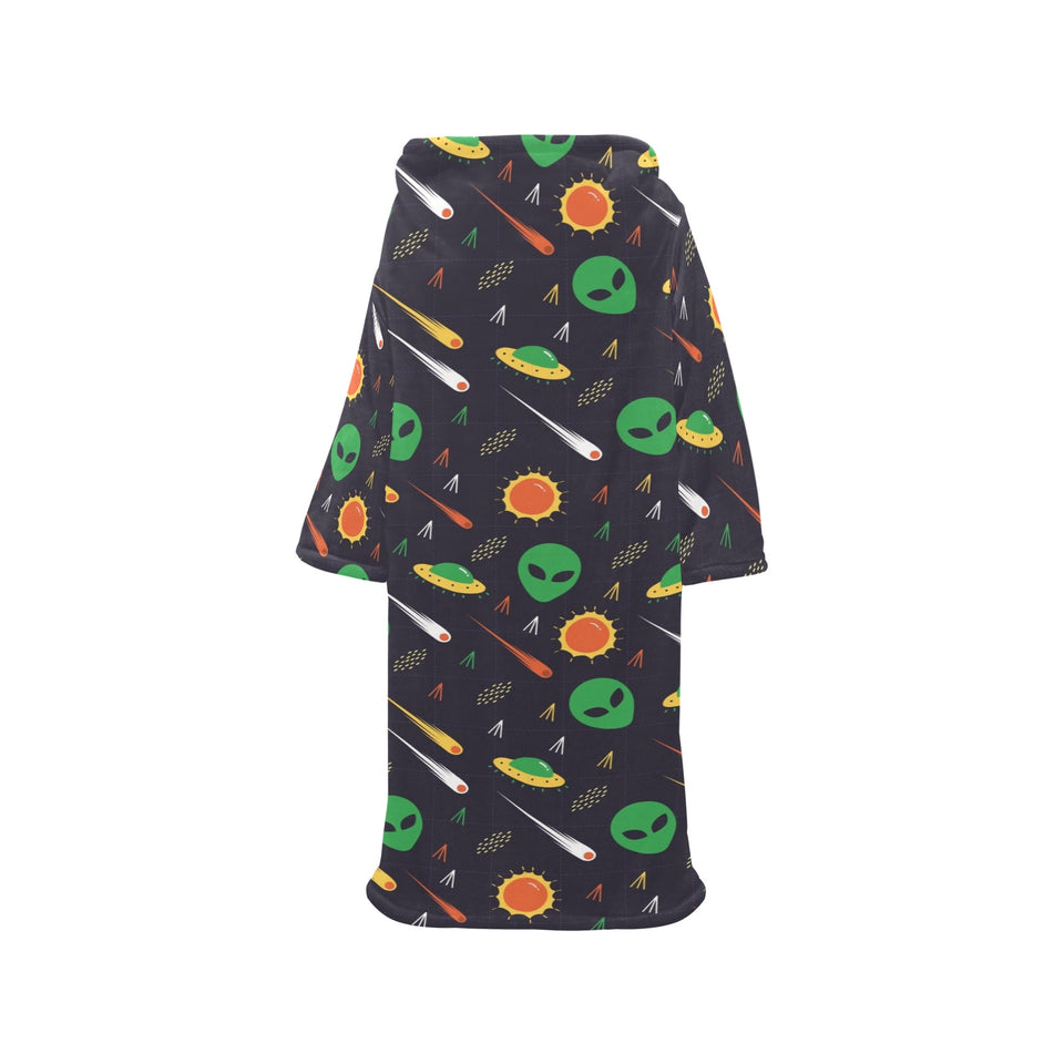 Alien Pattern Print Design 03 Blanket Robe with Sleeves