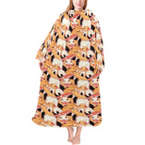 Squirrel Pattern Print Design 04 Blanket Robe with Sleeves