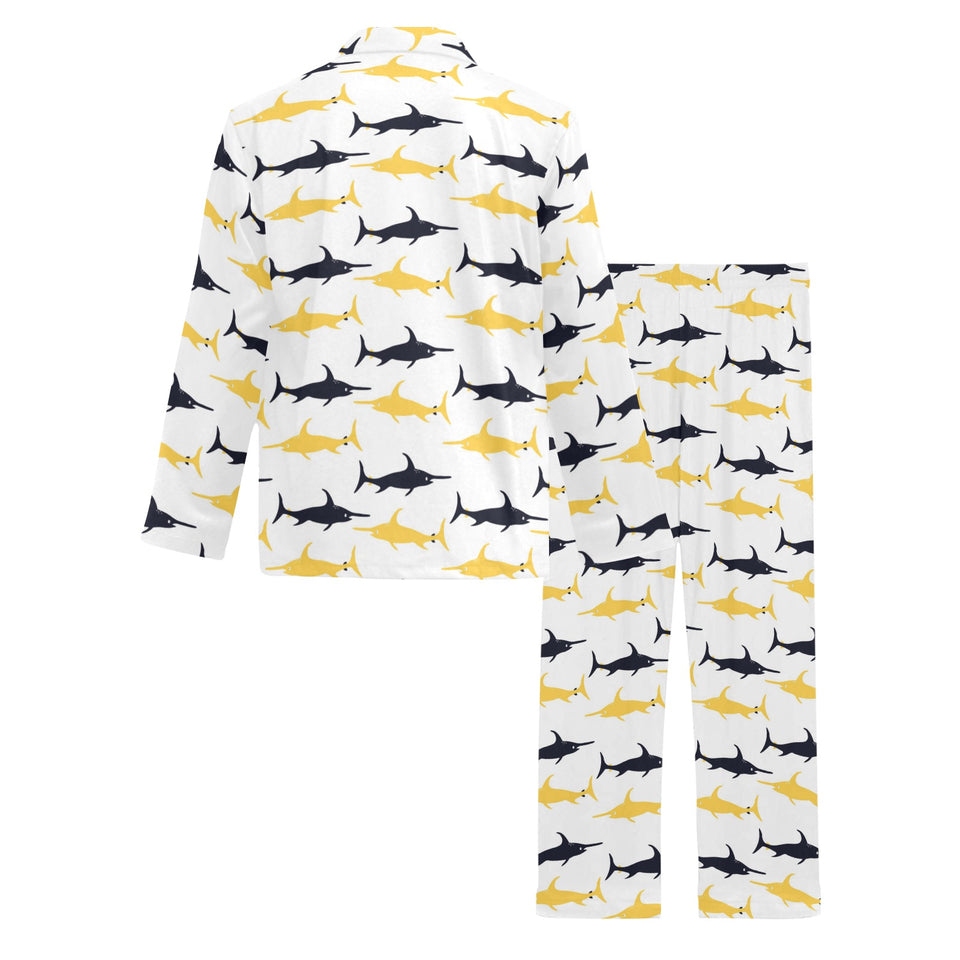 Swordfish Pattern Print Design 05 Men's Long Pajama Set