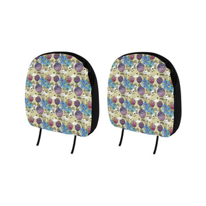 Hot Air Balloon Water Color Pattern Car Headrest Cover