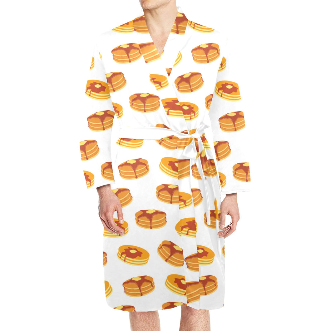 Pancake Pattern Print Design 04 Men's Long Sleeve Belted Night Robe