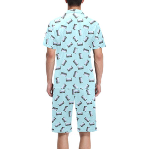 Piano Pattern Print Design 05 Men's V-Neck Short Pajama Set