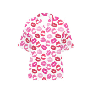 Lips Pattern Print Design 05 Women's All Over Print Hawaiian Shirt