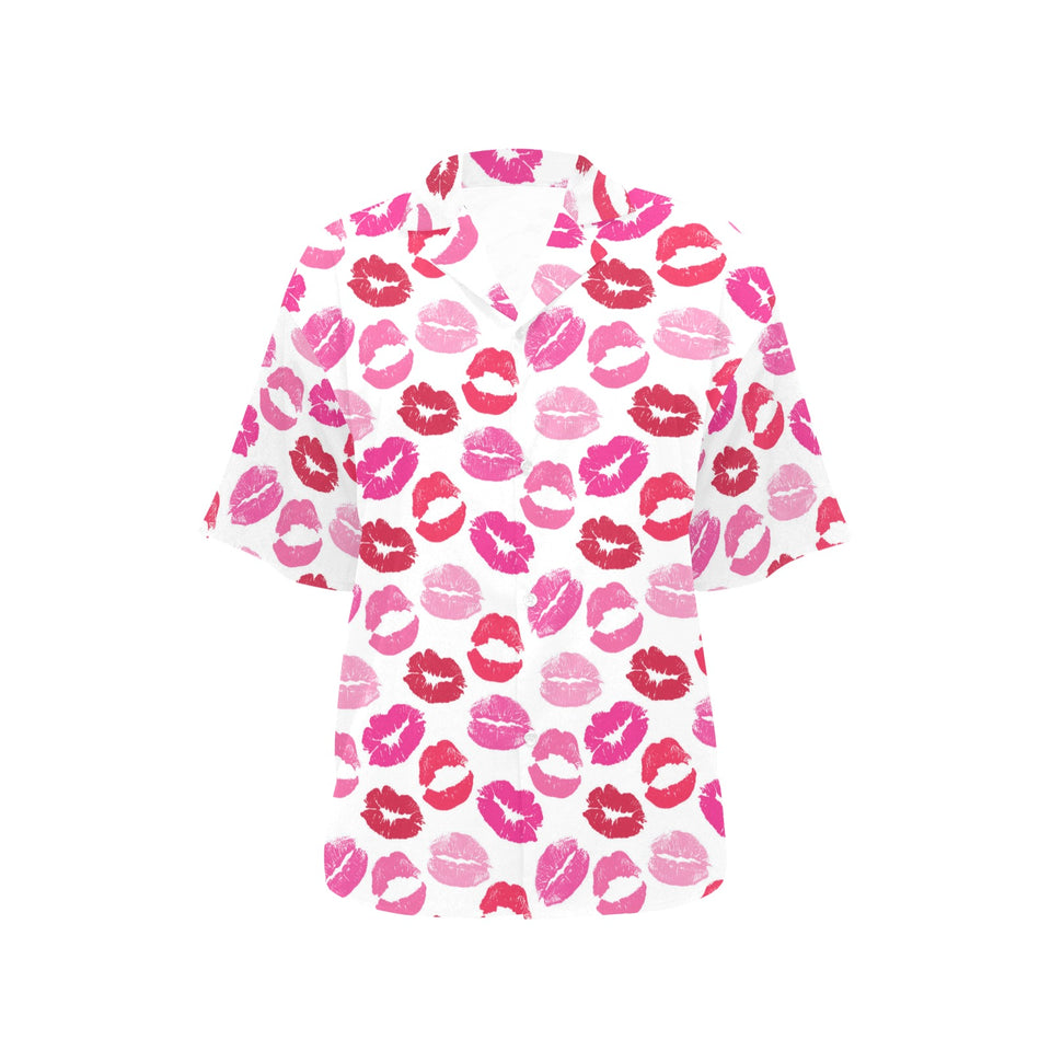 Lips Pattern Print Design 05 Women's All Over Print Hawaiian Shirt