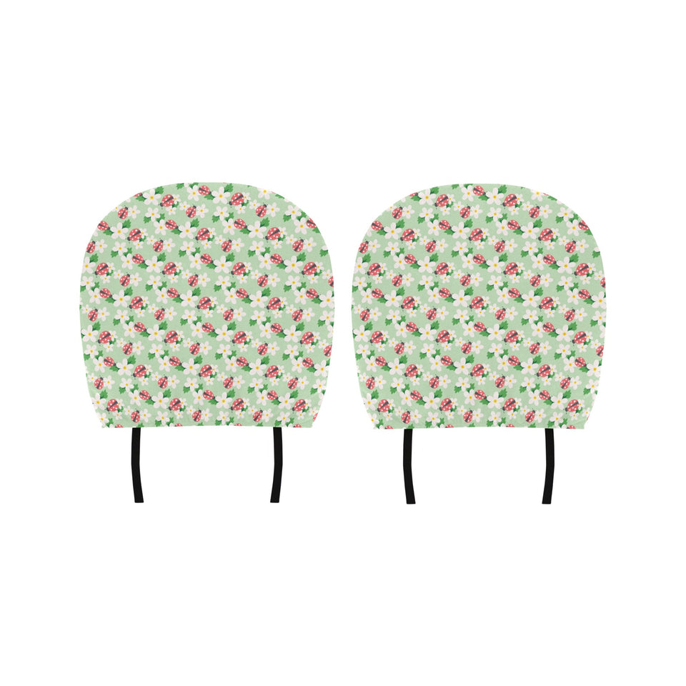 Ladybug Pattern Print Design 05 Car Headrest Cover