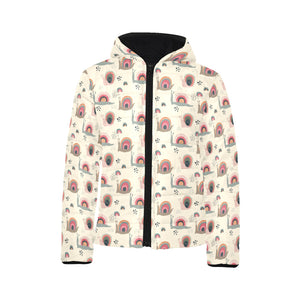 Snail Pattern Print Design 04 Kids' Boys' Girls' Padded Hooded Jacket