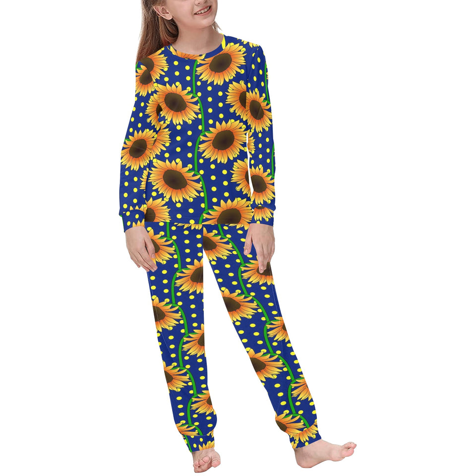 Sunflower Pokka Dot Pattern Kids' Boys' Girls' All Over Print Pajama Set