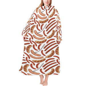 Sausage Pattern Print Design 05 Blanket Robe with Sleeves